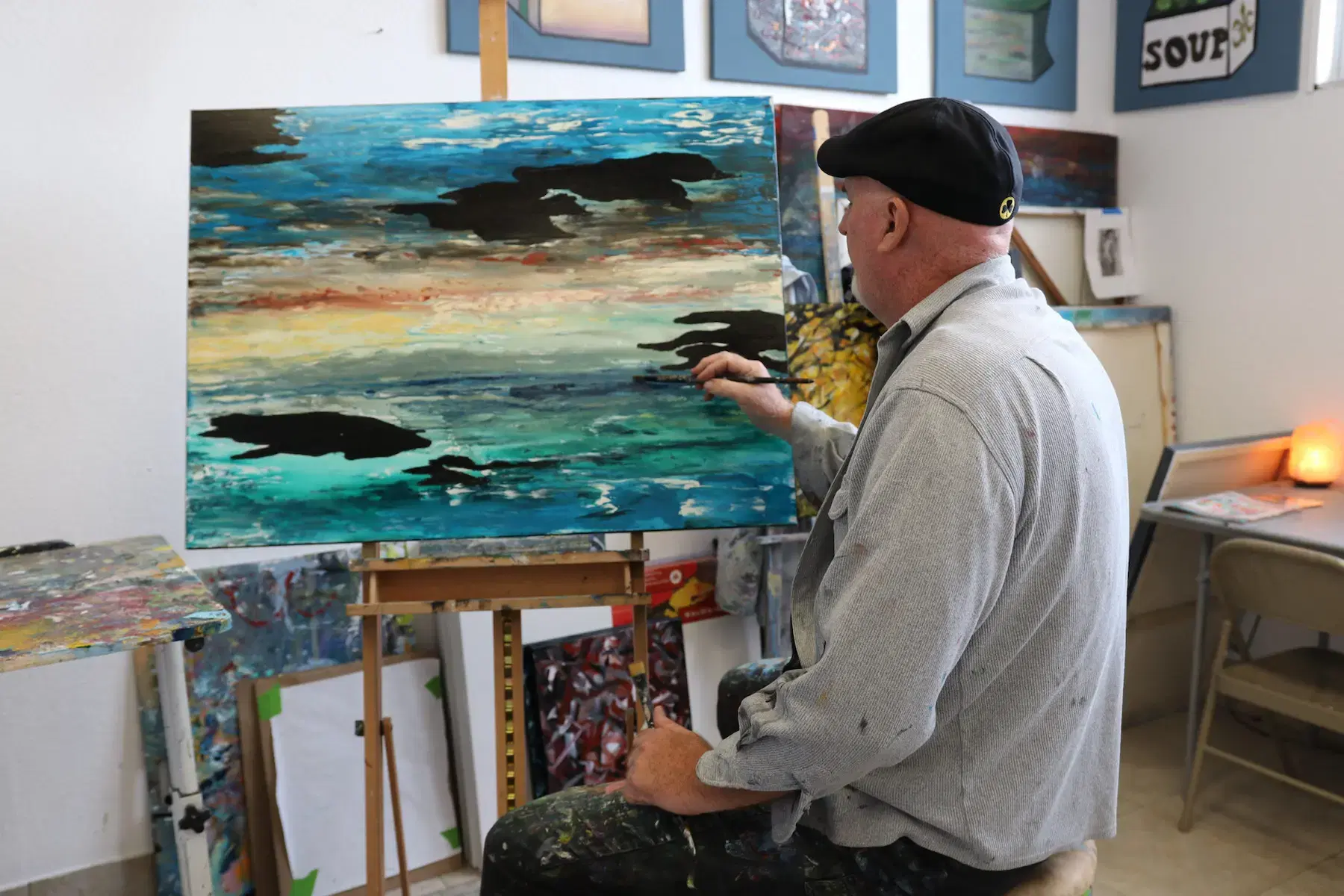 dennis hood abstact painting on canvas.